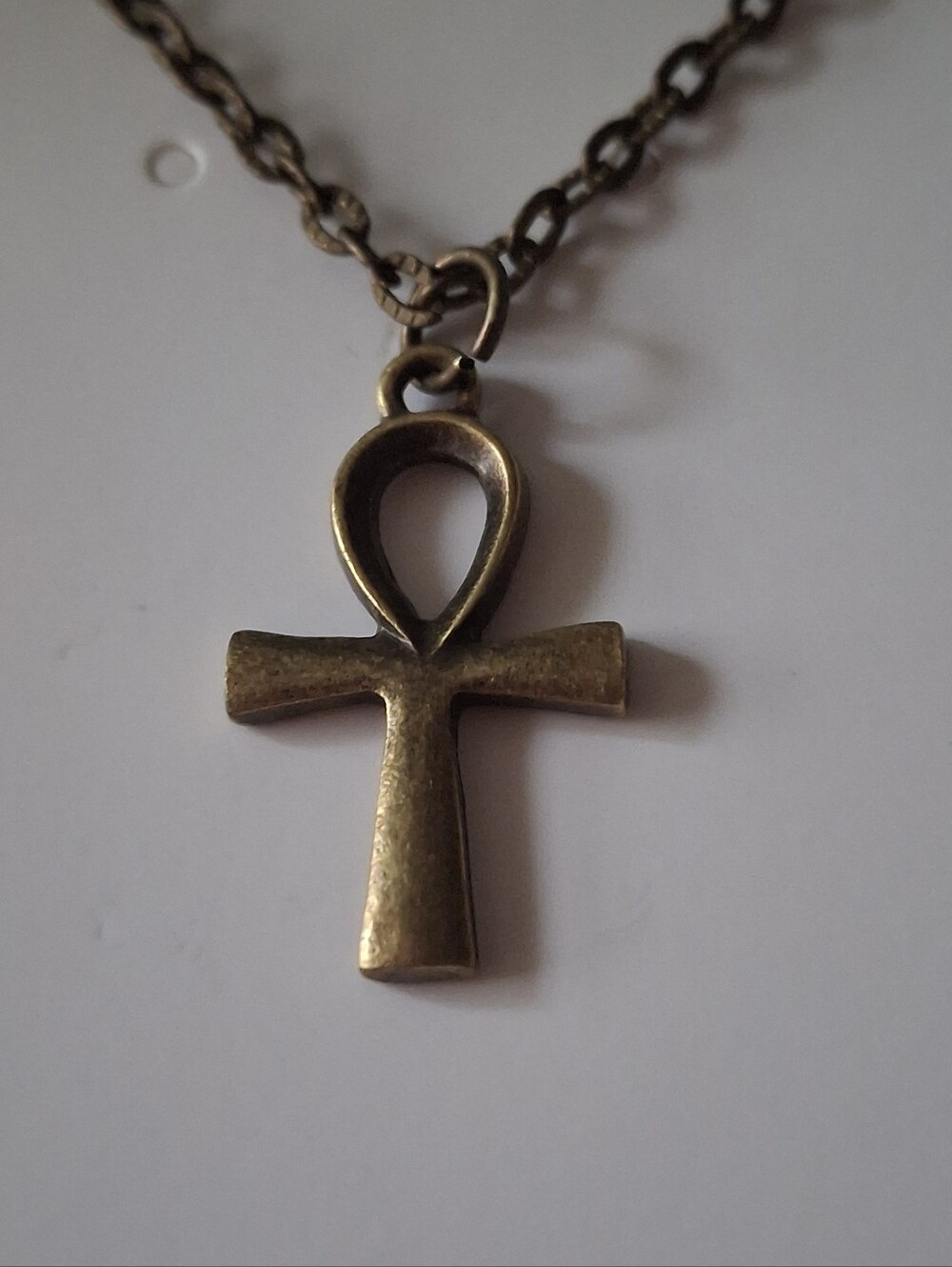 Ankh Pendant Necklace in Antique Brass Tone